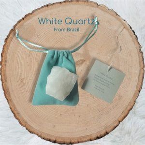 White Quartz Healing Gemstone with Pouch- New